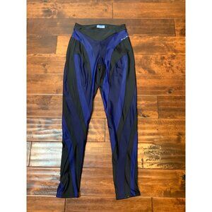 Mugler Blue & Black Spiral Panelled Stretch Leggings, Size 6 | 40